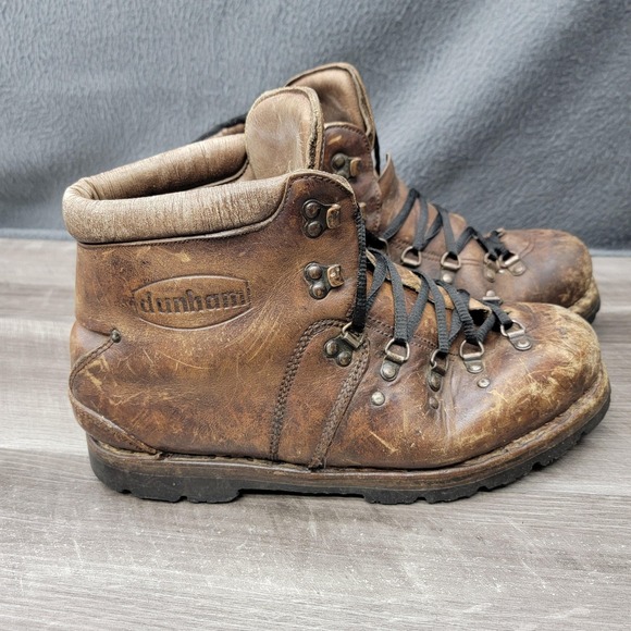 vintage Dunham Boots Mens Size 11 Brown Leather Hiking Combat Vibram Work